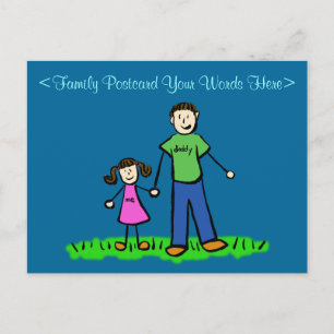 Carte postale personnalisée de la famille père fil