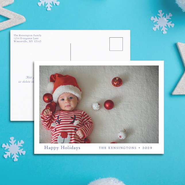 Carte postale personnalisée de Noël pour bébé (Baby’s First Christmas Custom Photo Postcard)
