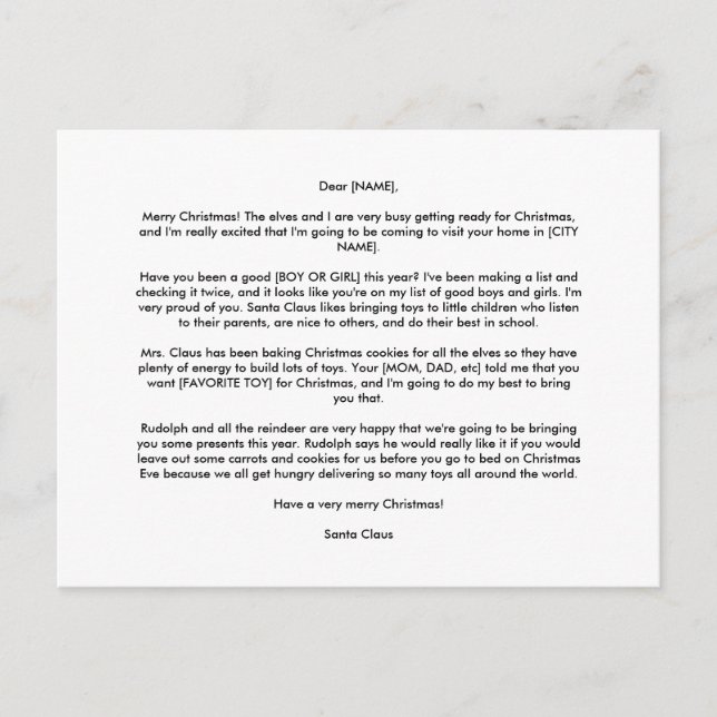 CARTE POSTALE PERSONNALISÉE DE PÈRE NOËL (Devant)