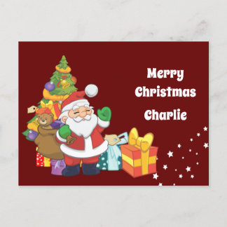 Carte postale personnalisée de Père Noël à un enfa