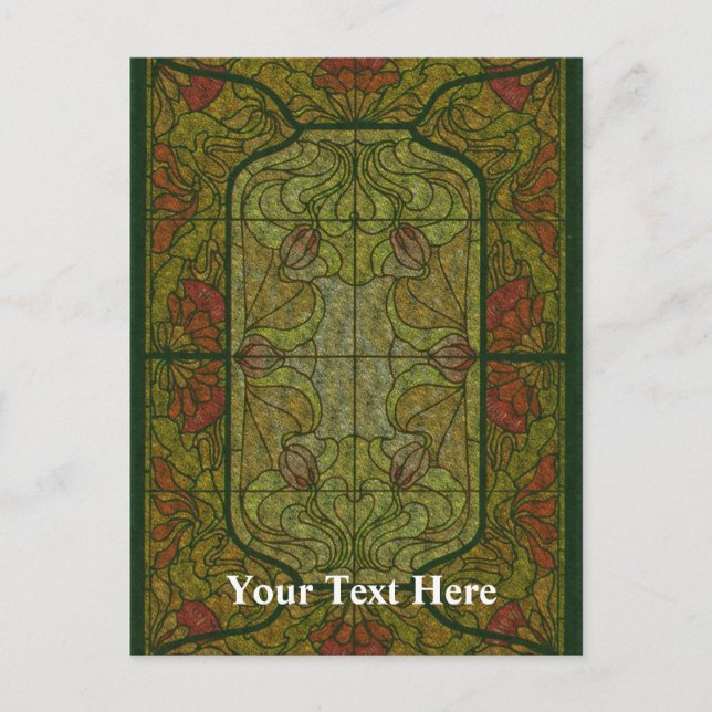 Carte postale personnalisée en verre floral (Devant)