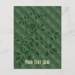 Carte postale personnalisée Green Stencil Rosebud 