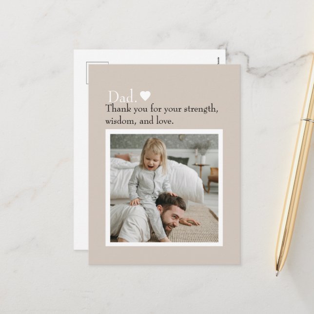 Carte postale personnalisée Papa Merci (Devant/Arrière en situation)