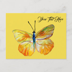 Carte postale personnalisée, Papillon jaune aquare