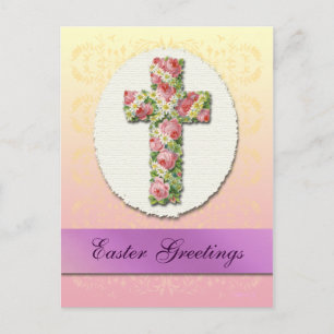Carte postale personnalisée Pâques Florale Cross