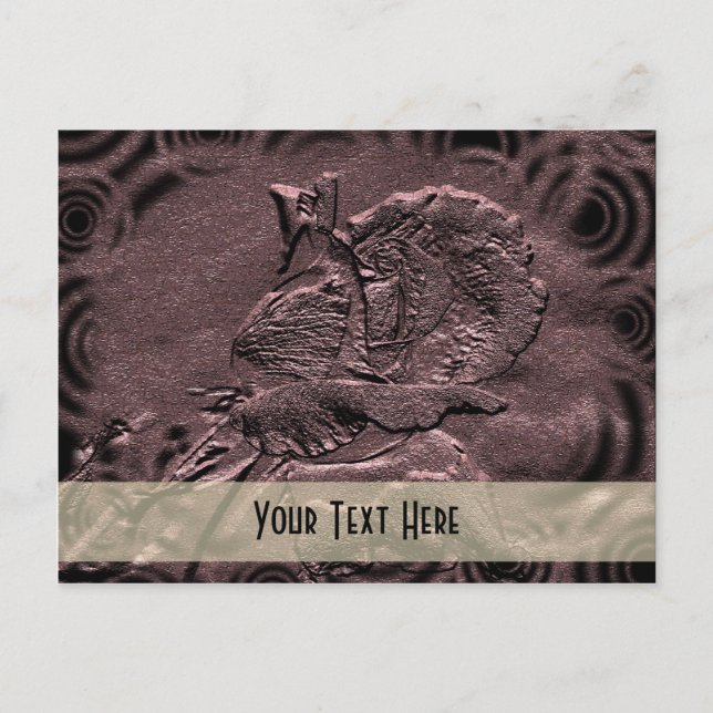 Carte postale personnalisée Plum Rosebud sculpté (Devant)