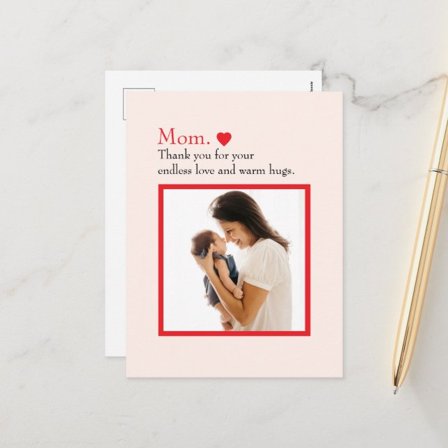 Carte postale personnalisée pour la fête des mères (Devant/Arrière en situation)