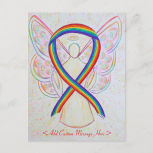 Carte postale personnalisée Rainbow Awareness Ribb