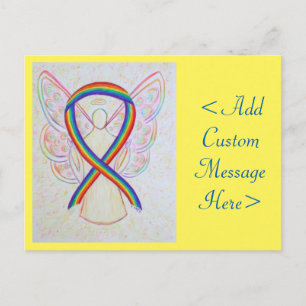 Carte postale personnalisée Rainbow Awareness Ribb