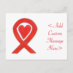 Carte postale personnalisée Red Heart Awareness Ri