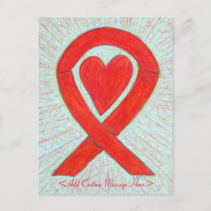 Carte postale personnalisée Red Heart Awareness Ri
