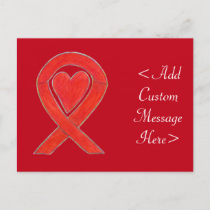 Carte postale personnalisée Red Heart Awareness Ri