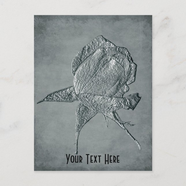 Carte postale personnalisée Rose argent (Devant)