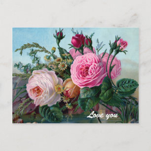 Carte postale personnalisée Rose victorienne vinta