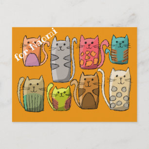 Carte Postale Personnaliser des chats colorés