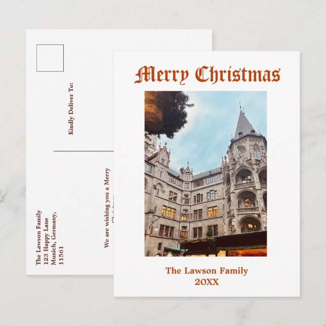 Carte Postale Personnaliser le marché de Noël Munich Allemagne (Devant / Derrière)