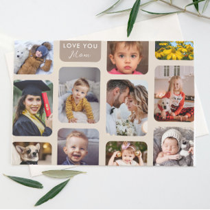 Carte Postale Personnalisez 11 Photos Taupe Amour Moderne Maman