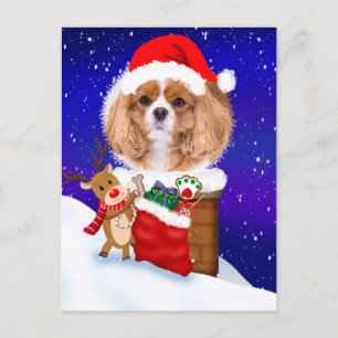 Carte Postale Personnalisez Chien Père Noël Rooftop Reindeer Ave