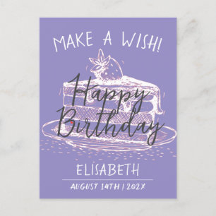 Carte Postale Personnalisez un gâteau d'anniversaire simple et d