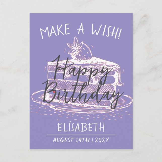 Carte Postale Personnalisez un gâteau doux simple pour un joyeux (Devant)
