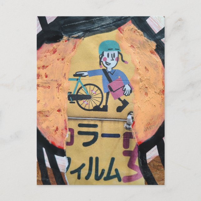 Carte Postale Personne de livraison de journaux collage (Devant)