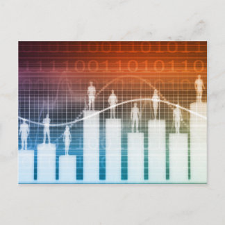 Carte Postale Personnes se tenant sur un graphique à barres