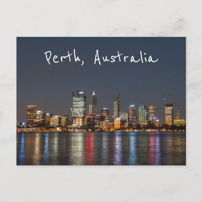 Carte Postale Perth, Australie, Skyline la nuit (Devant)