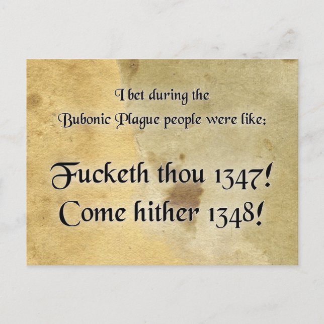 Carte Postale Peste bubonique / Humour pandémique (Devant)