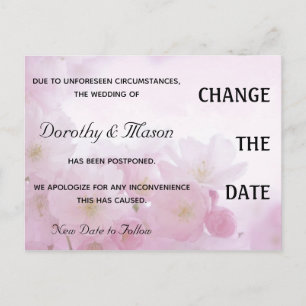 Carte Postale Pétales de rose rose pastel modifiable Mariage rep