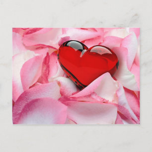 Carte Postale Pétales Roses en verre rouge