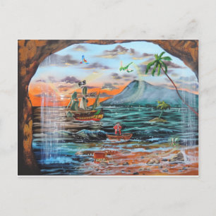 Carte Postale Peter Pan Hook's Cove Tinker Bell peinture