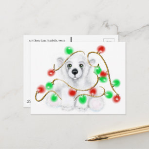 Carte Postale Petit bébé ours polaire de Noël, petit ours de Pèr