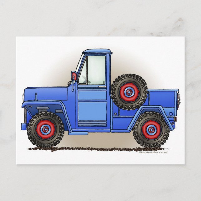 Carte Postale Petit Camion de ramassage à quatre roues (Devant)