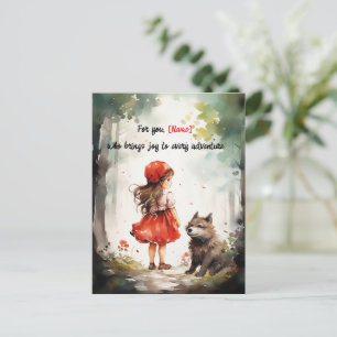 Carte Postale Petit chapeau rouge personnalisé Cute