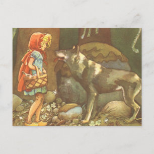 Carte Postale Petit Chaperon Rouge, Conte Vintage Fée