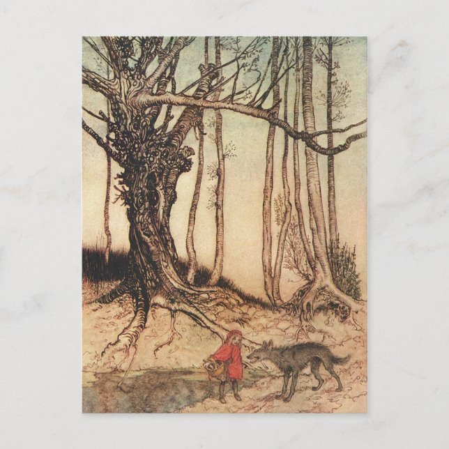 Carte Postale Petit Chaperon Rouge effrayant (Devant)