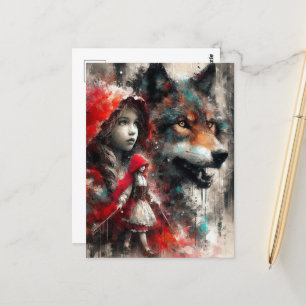 Carte Postale Petit chaperon rouge et loup