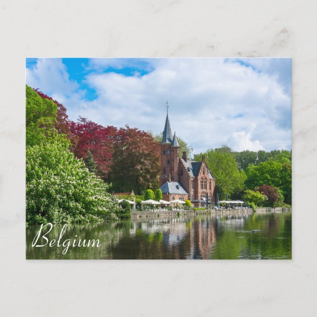 Carte Postale Petit château près du lac à Bruges, Belgique (Devant)