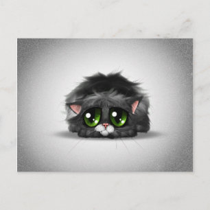 Carte Postale Petit chaton triste et solitaire avec de grands ye