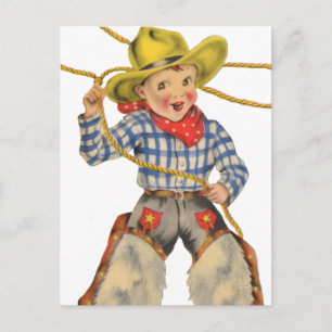 Carte Postale Petit Cowboy Avec Lariat