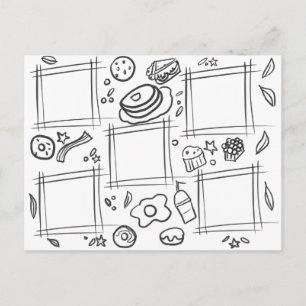 Carte Postale Petit déjeuner amusant de dessin gribouillage colo
