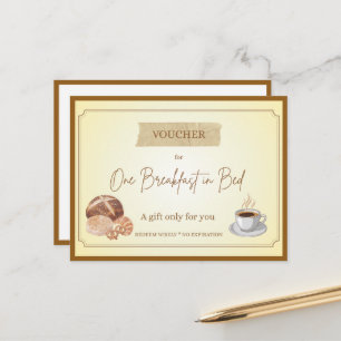 Carte Postale 'Petit déjeuner au lit' Bon de cadeau drôle