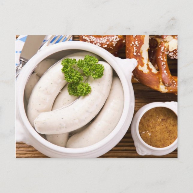 Carte Postale Petit-déjeuner bavarois weisswurst (Devant)
