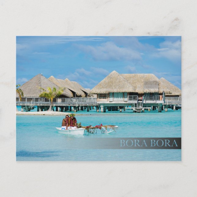 Carte Postale Petit déjeuner de style Bora Bora service en canoë (Devant)