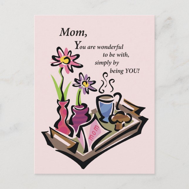 Carte Postale Petit déjeuner en Bed Mom (Devant)