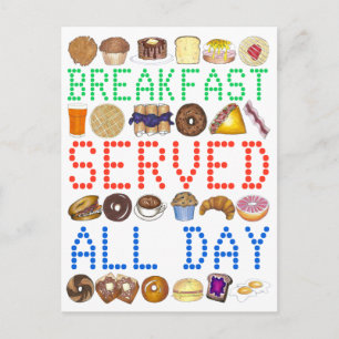 Carte Postale Petit-Déjeuner Servi Toute La Journée Nez Diner Si