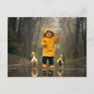 Carte Postale Petit enfant et canards