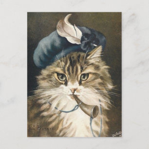 Carte Postale Petit garçon bleu chat