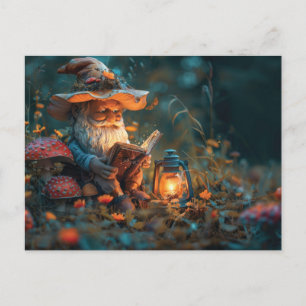 Carte Postale Petit gnome lisant un livre