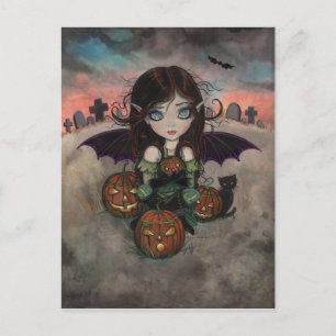 Carte Postale Petit Gothique Halloween Fairy Vampire Art